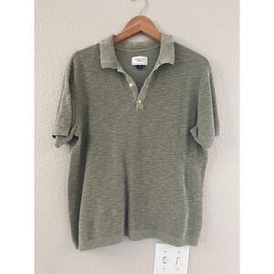American Eagle Mens Waffle Knit Polo Shirt Sage Green Cotton Short Sleeve Size M